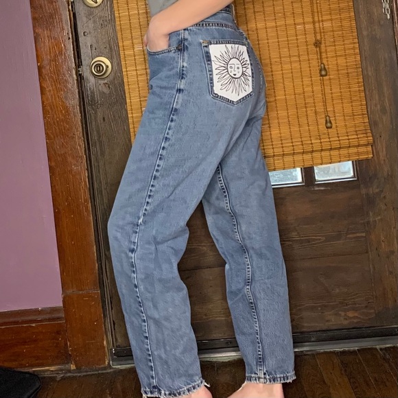 Vintage Painted Orange Tab Eddie Mom Jeans - Picture 3 of 8